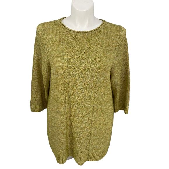 CJ Banks Sweater Womens 1X Green Textured Knit Cabin Nature Lightweight Office - Picture 6 of 15